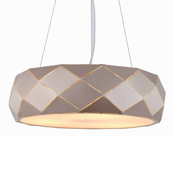 Złota wisząca lampa Reus okrągły ażurowy zwis glamour do salonu
