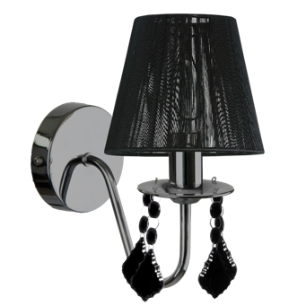 Kinkiet klasyczna LAMPA ścienna MONA LP-5005/1W BK Light Prestige abażurowa OPRAWA z kryształkami chrom czarna