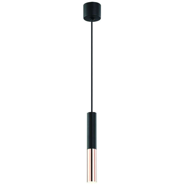 Industrialna LAMPA wisząca Slimi S Nero/Rose Gold Orlicki Design metalowa OPRAWA  ZWIS tuba LED 3,5W czarna różowe złoto