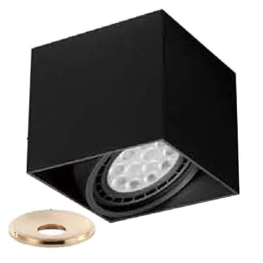 LAMPA sufitowa Cardi I Nero + Ufo Gold Orlicki Design metalowa OPRAWA downlight kostka czarna złota