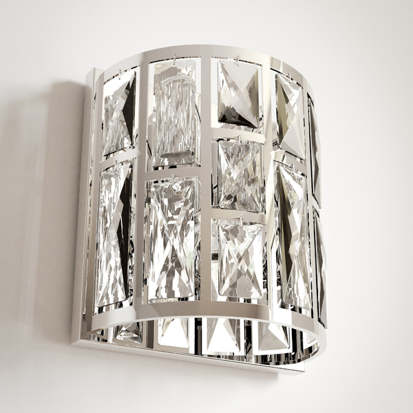 Glamour LAMPA ścienna KIEV W02872CH Cosmolight kryształowy kinkiet do jadalni chrom