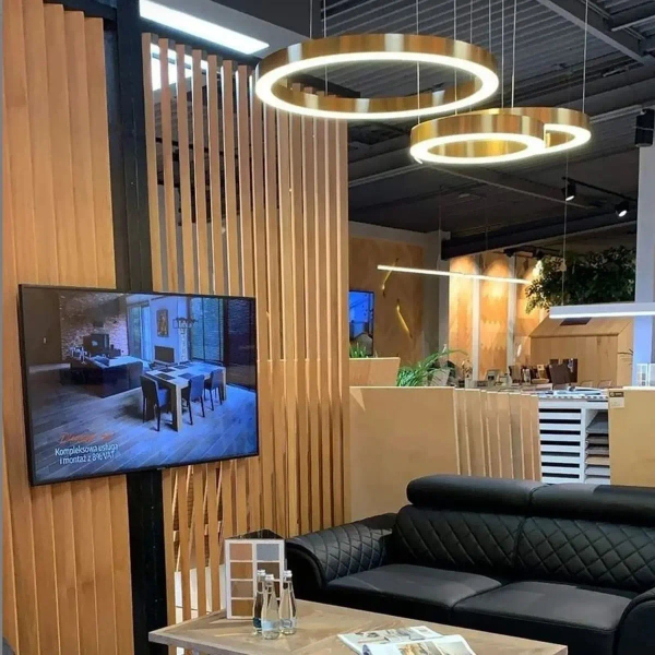 Wisząca lampa salonowa Circle ST-8848-80+80+100+120 pierścienie LED 112W mosiądz