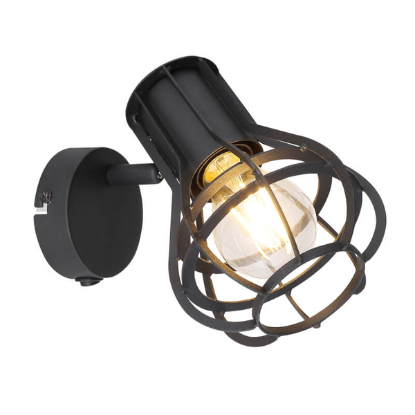 Industrialna lampa ścienna CLASTRA 15388-1 Globo druciana czarna