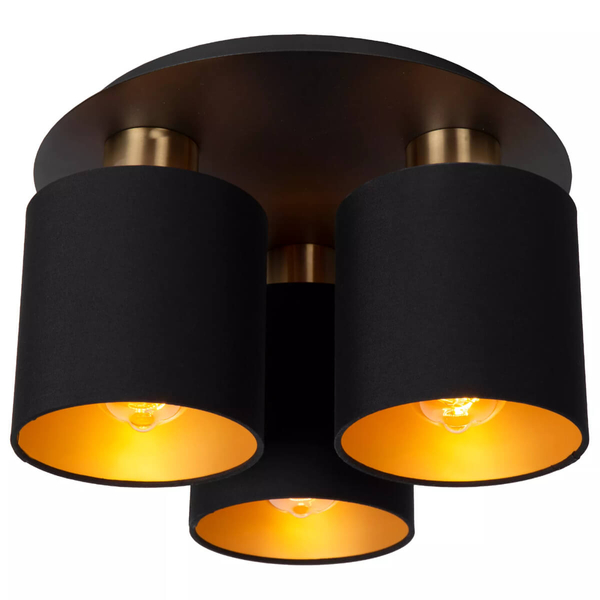 Sufitowa lampa pokojowa Fudral metalowe tuby czarne złote