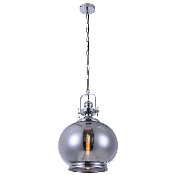 LAMPA wisząca FARO MD12151-L Auhilon szklana OPRAWA kula ball ZWIS na łańcuchu chrom przydymiony