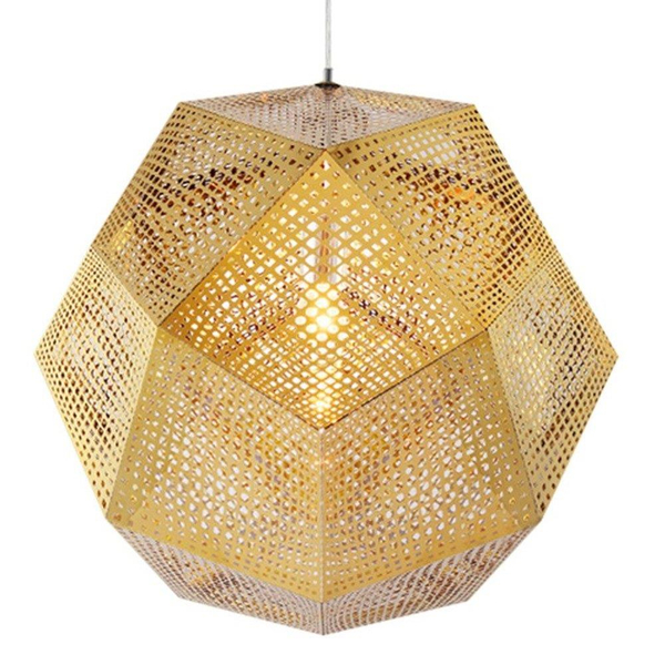 Futurystyczna LAMPA wisząca KKST-5001 L GOLD metalowa OPRAWA zwis geometryczny ażurowy złoty