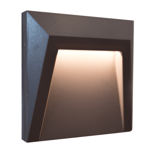 Zewnętrzna LAMPA schodowa HOLDEN 309266 Polux kwadratowa OPRAWA natynkowa LED 1,5W 4000K do ogrodu outdoor IP65 grafitowa
