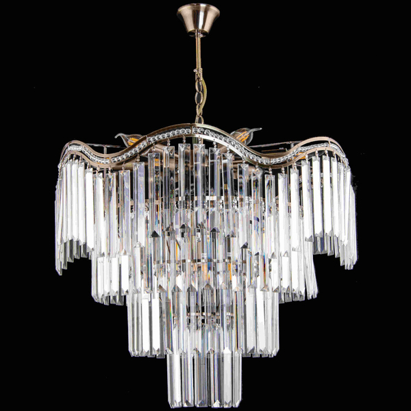 Żyrandol LAMPA wisząca VEN E1735/9 AB metalowa OPRAWA kryształowy ZWIS na łańcuchu patyna