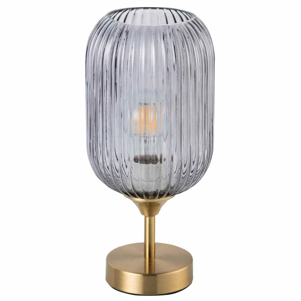Loftowa LAMPA biurkowa SUFFOLK 318886 Polux szklana LAMPKA plisowana tuba stołowa sypialniana przydymiona