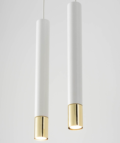 Minimalistyczna lampa wisząca Sopel Grand 33387 hol biała złota