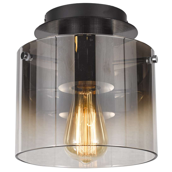 LAMPA sufitowa JAVIER MX17076-1A BK Italux szklana OPRAWA tuba przydymiona