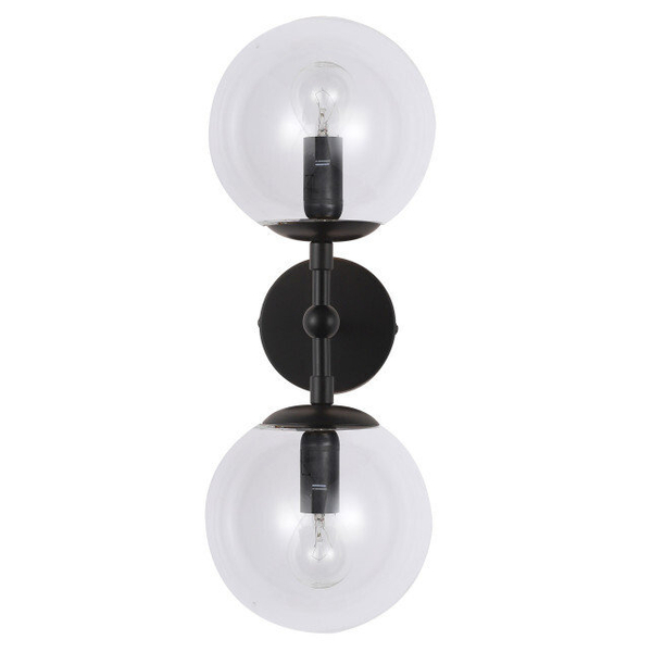 Loftowa lampa DORADO LP-002/2W BK Transparent Light Prestige kinkiet do sypialni czarny przezroczysty