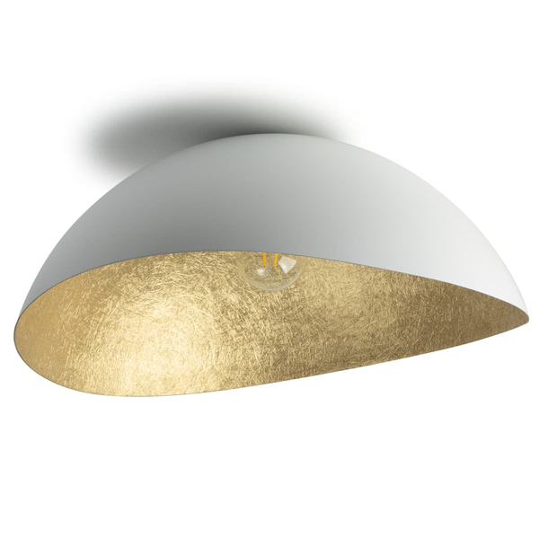 Lampa sufitowa vintage SOLARIS 40614 Sigma żywicowa kopuła biała złota