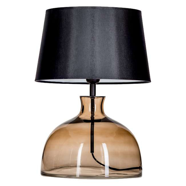Abażurowa LAMPA stołowa HAGA TAUPE L212175249 4Concepts nocna LAMPKA stojąca do sypialni czarna przydymiona