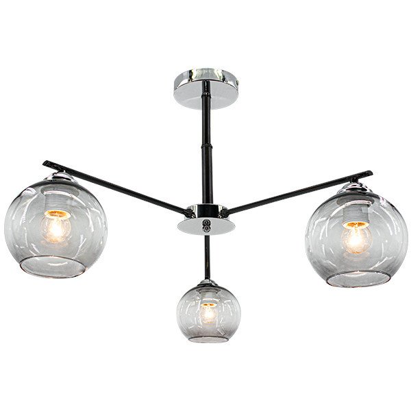 Loftowa LAMPA sufitowa ELM1859/3 8C BL MDECO szklana OPRAWA modernistyczna chrom czarna
