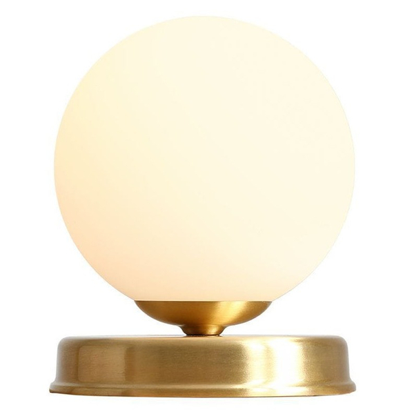 Stołowa lampka BALL 1076B40_S Aldex szklana kula mosiądz