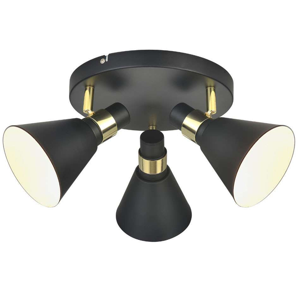 LAMPA sufitowa BIAGIO MB-H16079CK-3 Italux metalowa OPRAWA reflektorki hygge regulowane czarne złote