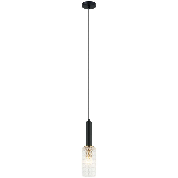 LAMPA wisząca PEROLA PND-43363-1 BK+BR Italux modernistyczna OPRAWA szklana ZWIS czarny przezroczysty