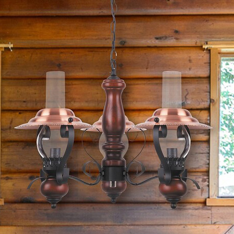 Rustykalna LAMPA wisząca ENNA 7860 Rabalux żyrandol OPRAWA retro zwis drewno miedź czarny przezroczysty
