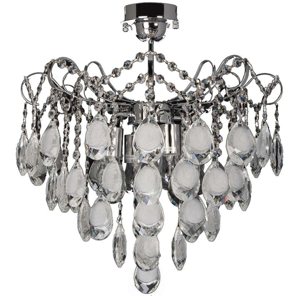 LAMPA sufitowa VEN E 1273/4 szklana OPRAWA pałacowa z kryształkami crystal przezroczysta