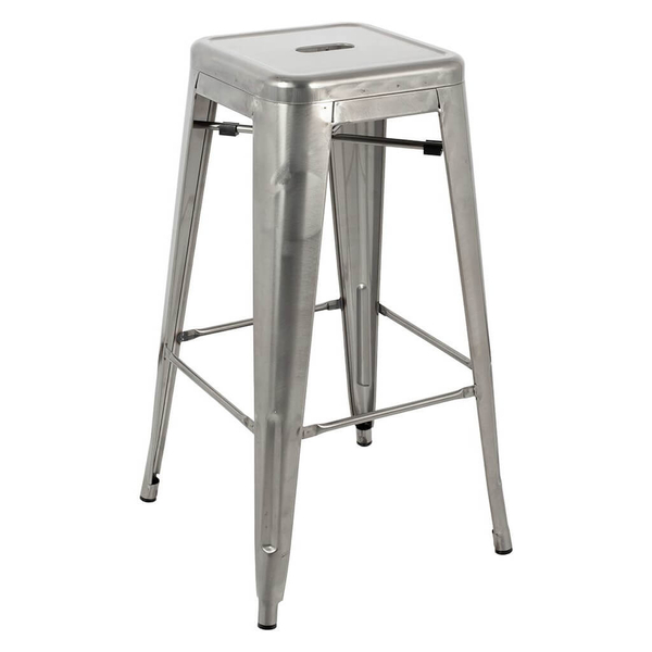 Barowe krzesło metalowe Tower srebrny taboret do kuchni