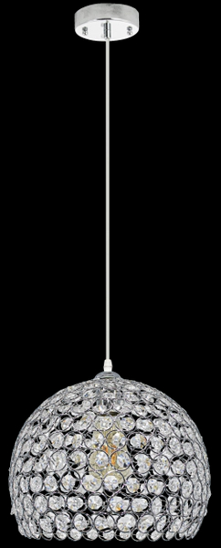 Wisząca lampa salonowa ELM5159/1 8C kryształowa kopuła chrom
