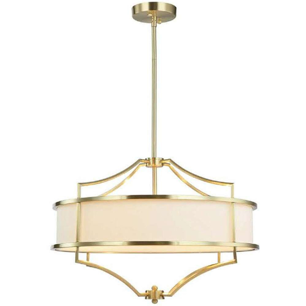 LAMPA okrągła Stesso Old Gold M Orlicki Design wisząca OPRAWA w stylu klasycznym abażurowa kremowa złota