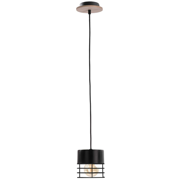 LAMPA wisząca KET840 druciana OPRAWA metalowy ZWIS loftowy czarne drewno
