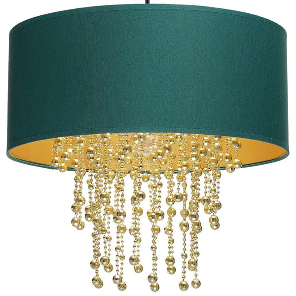 Abażurowa LAMPA wisząca ALMERIA MLP6451 Milagro okrągła OPRAWA crystal glamour ZWIS z kryształkami zielony złoty