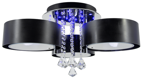 LAMPA sufitowa ELMDRS8006/3 8C LED 180W BL MDECO metalowa OPRAWA crystal glamour chrom czarna