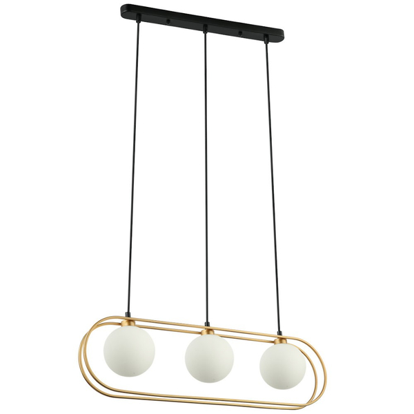 Modernistyczna LAMPA wisząca GROSETTA PND-53423-3-GD Italux owalny zwis do sypialni złoty biały