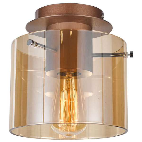 LAMPA sufitowa JAVIER MX17076-1A Italux szklana OPRAWA tuba bursztynowa