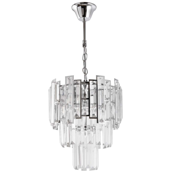 Kryształowa LAMPA wisząca VEN E1812/3 dekoracyjna OPRAWA glamour ZWIS na łańcuchu kryształki przezroczyste chrom