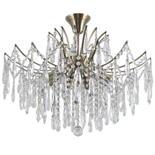 Sufitowa LAMPA glamour MALLOLA PND-56808-8 Italux kryształowa OPRAWA pałacowa kryształki crystals brąz antyczny