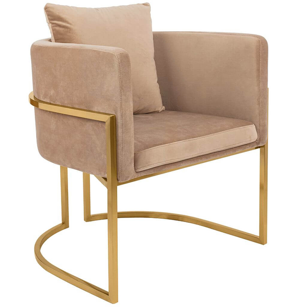 Wypoczynkowy fotel do salonu Chloe Velvet  khaki złoty