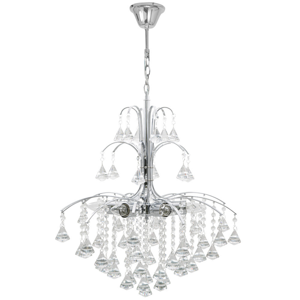 Pałacowa LAMPA wisząca ELM6246/6 8C MDECO kryształowa OPRAWA crystal ZWIS glamour żyrandol chrom przezroczysty