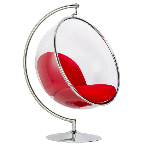 Stojący fotel nowoczesny Bubble Stand chrom czerwony