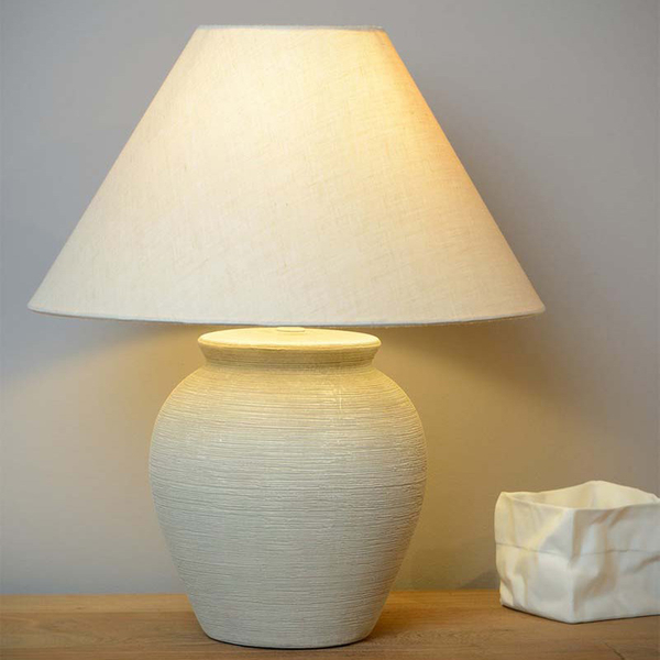 Ceramiczna lampa stołowa Ramzi 47507/81/38 stojąca abażurowa beżowa