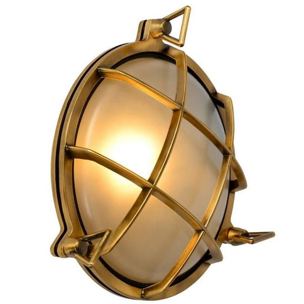 Zewnętrzna LAMPA elewacyjna DUDLEY 11890/25/02 Lucide okrągła OPRAWA sufitowa outdoor IP44 złota