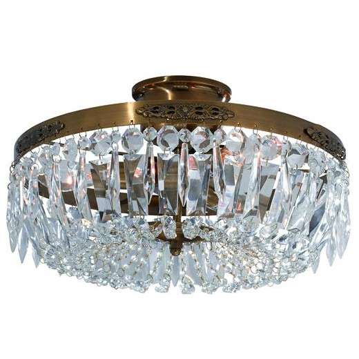 LAMPA sufitowa STROMSHOLM 100613 Markslojd metalowa OPRAWA okrągły plafon crystal glamour antyczny mosiądz przezroczysty