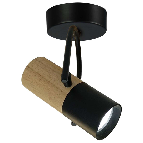 Kinkiet LAMPA ścienna BOVINO LP-1111/1W Light Prestige metalowa OPRAWA regulowany reflektorek tuba drewno czarna