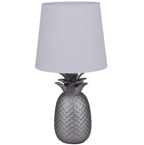 Stojąca LAMPA biurkowa ANANAS 3150659 Nave dekoracyjna LAMPKA ananas stołowy ceramiczny biały srebrny