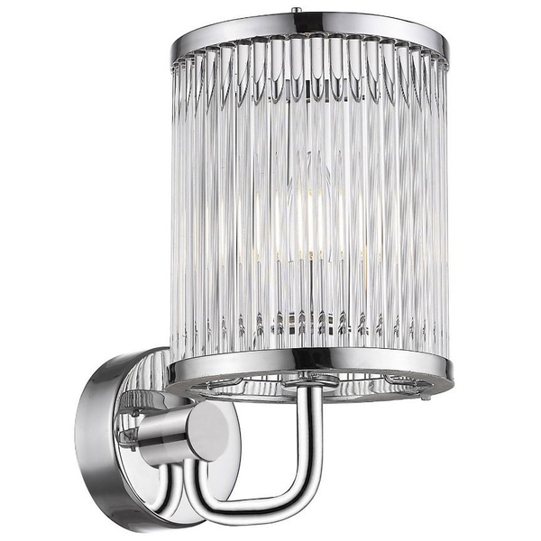 Klasyczna LAMPA ścienna SERGIO W0528-01F-F4AC Zumaline szklana OPRAWA kinkiet srebrny
