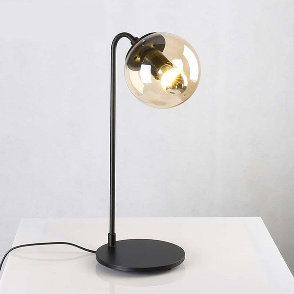 Loftowa lampa biurkowa ST-9047-1 szklana kula do sypialni czarna