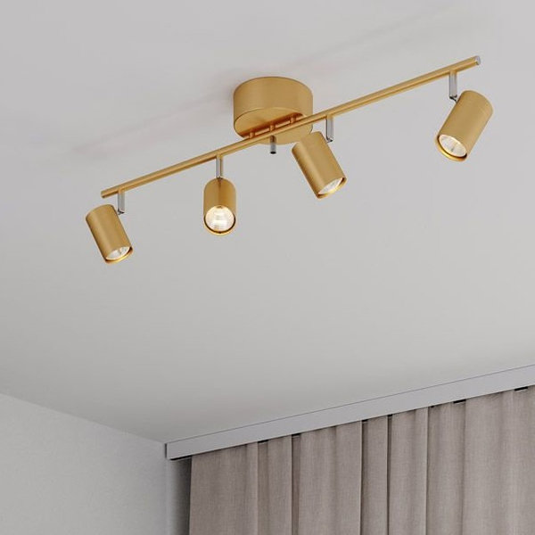Sufitowa lampa regulowana Correct metalowe tuby do sypialni złote