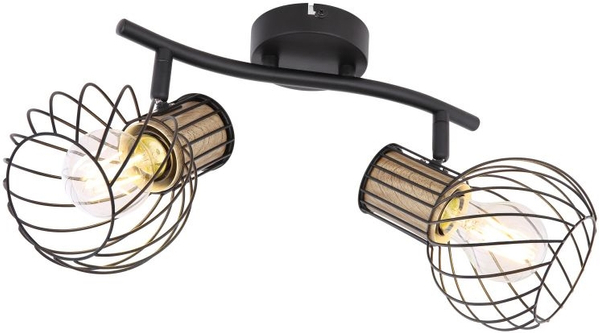 Lampa sufitowa regulowana Luise 54012-2S czarna drewno