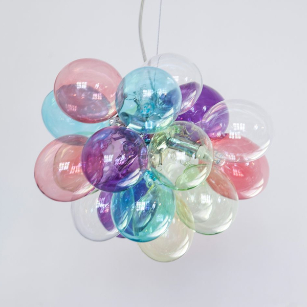Szklana lampa wisząca Gross kolorowe bańki do salonu bubbles