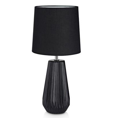 Ceramiczna lampa nocna Nicci 106624 plisowana do sypialni czarna