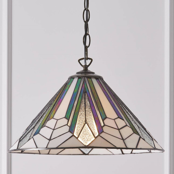 Lampa wisząca Astoria 63937 Endon Tiffany witraż szklany czarny
