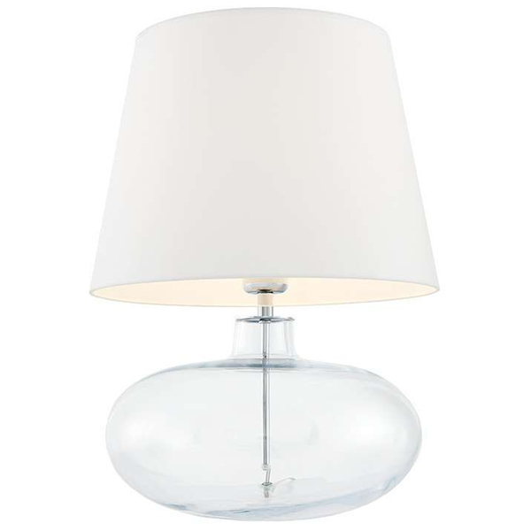 Abażurowa LAMPA stojąca SAWA 40581101 Kaspa klasyczna LAMPKA stołowa do sypialni nocna przezroczysta biała